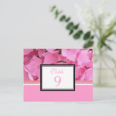 Carte de numéro de table Hydrangea rose (Debout devant)