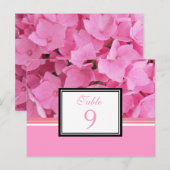 Carte de numéro de table Hydrangea rose (Devant / Derrière)