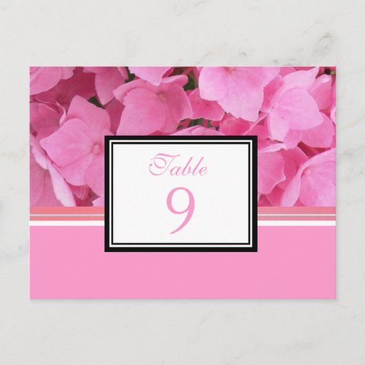 Carte de numéro de table Hydrangea rose (Devant)