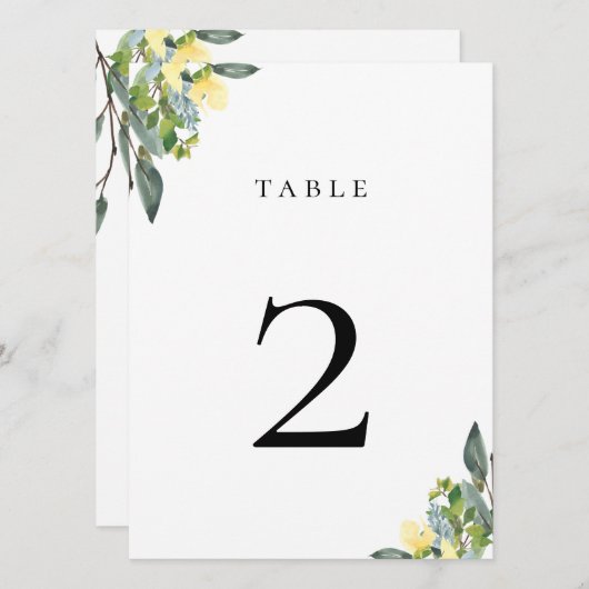 Carte de numéro de table jaune bleu foncé (Devant / Derrière)