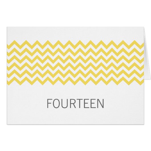 Carte de numéro de table jaune simple Chevron (Devant horizontal)