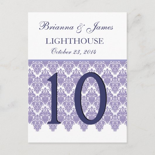 Carte de numéro de table Lavender Purple Mariage d (Devant)