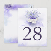 Carte de numéro de table Lavenders and White Rose (Devant / Derrière)