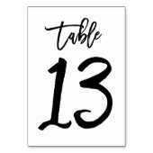 Carte de numéro de table lettres main chic | Table (Dos)