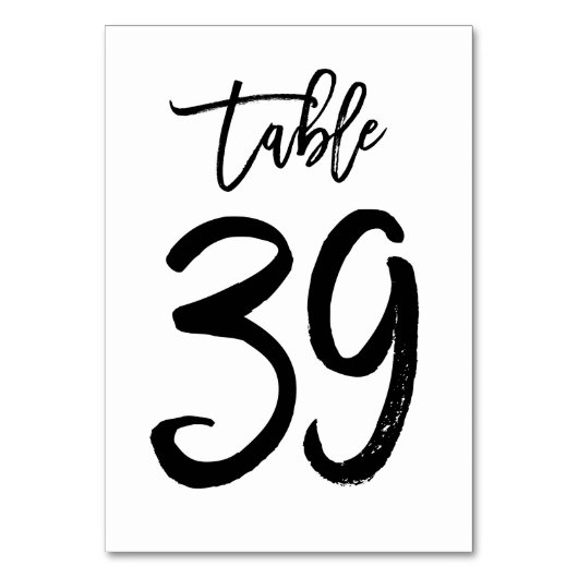 Carte de numéro de table lettres main chic | Table (Dos)