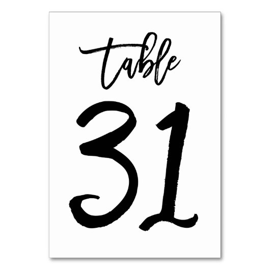 Carte de numéro de table lettres main chic | Table (Dos)