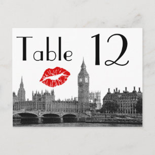 Carte de numéro de table Londres Angleterre Skylin