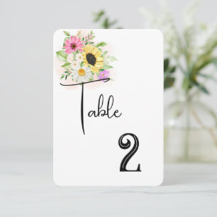 Carte de numéro de table mariage