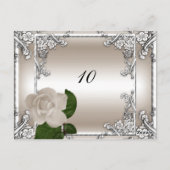 Carte de Numéro de Table Mariage Argent Crème Rose (Dos)