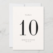 Carte de numéro de table Mariage beige et noir (Devant)
