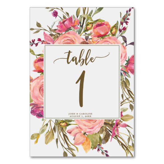 Carte de numéro de table mariage boho fleur sauvag (Par défaut)