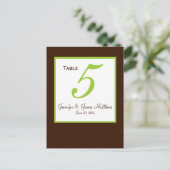 Carte de numéro de table Mariage Brown vert (Debout devant)