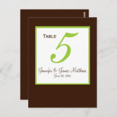 Carte de numéro de table Mariage Brown vert (Devant / Derrière)