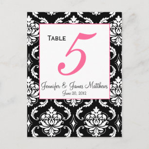 Carte de numéro de table Mariage damassé élégant