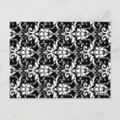 Carte de numéro de table Mariage damassé noir (Dos)