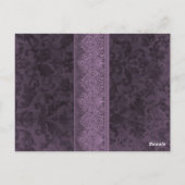 Carte de numéro de table Mariage damassé violet et (Dos)