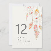 Carte de numéro de table mariage de automne Gris e (Devant)