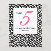 Carte de numéro de table Mariage de modèle rose Ze (Devant)