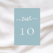 Carte de numéro de table mariage de script blanc b