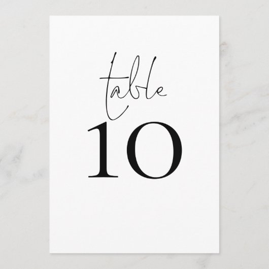 Carte de numéro de table Mariage de script de typo (Dos)