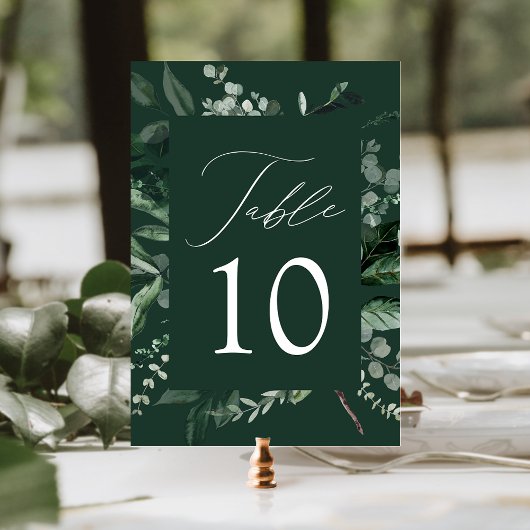 Carte de numéro de table Mariage de verdure abonda