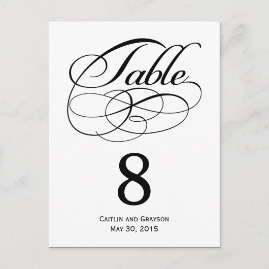 Carte de numéro de table Mariage des  de fentes ma (Devant)