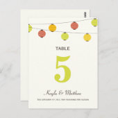 Carte de numéro de table Mariage des lanternes sus (Devant / Derrière)