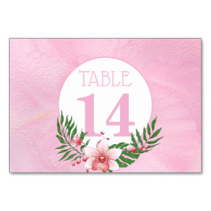 Carte de numéro de table Mariage d'orchidée rose