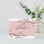 Carte de numéro de table mariage - Fleur de cerisi (Debout devant)