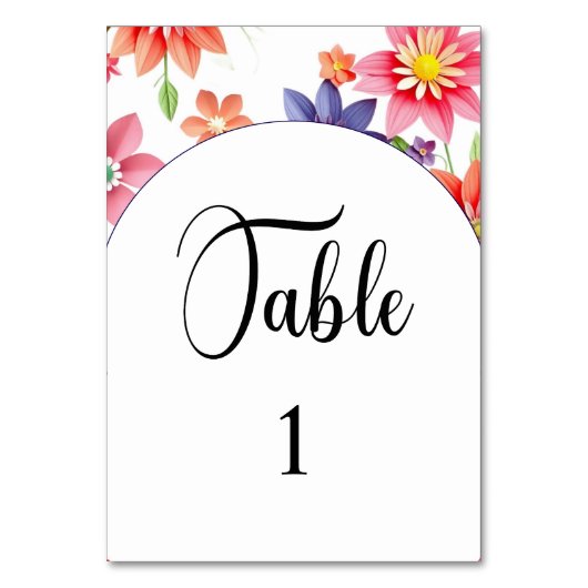 Carte de numéro de table mariage floral (Dos)
