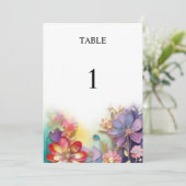 Carte de numéro de table mariage floral (Debout devant)