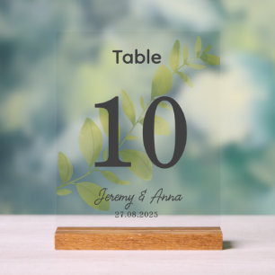 Carte de numéro de table Mariage floral aquarelle