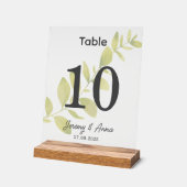 Carte de numéro de table Mariage floral aquarelle (Angle)