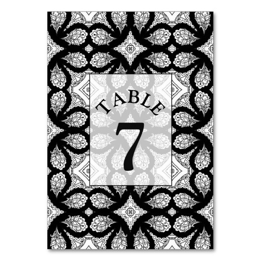 Carte de numéro de table Mariage noir et blanc (Par défaut)
