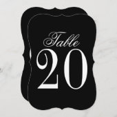 Carte de numéro de table Mariage noir et blanc (Devant / Derrière)