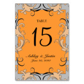 Carte de numéro de table Mariage Orange Grey Black (Dos)
