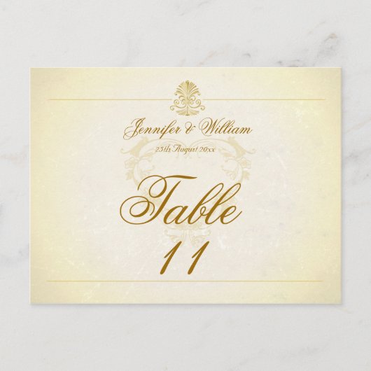 Carte de numéro de table mariage papier de parchem (Devant)