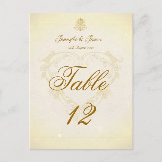 Carte de numéro de table mariage papier de parchem (Devant)