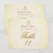 Carte de numéro de table mariage papier de parchem (Devant / Derrière)