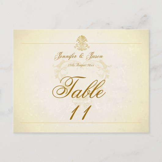 Carte de numéro de table mariage papier de parchem (Devant)