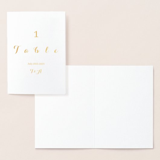 Carte de numéro de table mariage Real Gold Foil (Affichage)