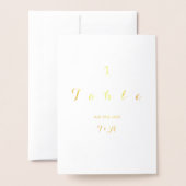 Carte de numéro de table mariage Real Gold Foil (Derrière avec enveloppe)