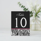 Carte de numéro de table Mariage rose et noir Zebr (Debout devant)