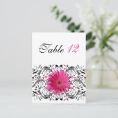 Carte de numéro de table Mariage rose Gerbera Dais (Debout devant)