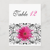 Carte de numéro de table Mariage rose Gerbera Dais (Devant)