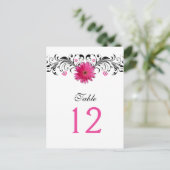 Carte de numéro de table Mariage rose Gerbera Dais (Debout devant)