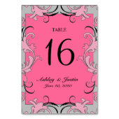 Carte de numéro de table Mariage rose Grey Black (Dos)