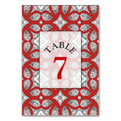 Carte de numéro de table Mariage rouge, noir et bl (Dos)