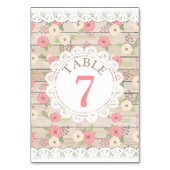 Carte de numéro de table Mariage Rustic Wood Pink  (Dos)