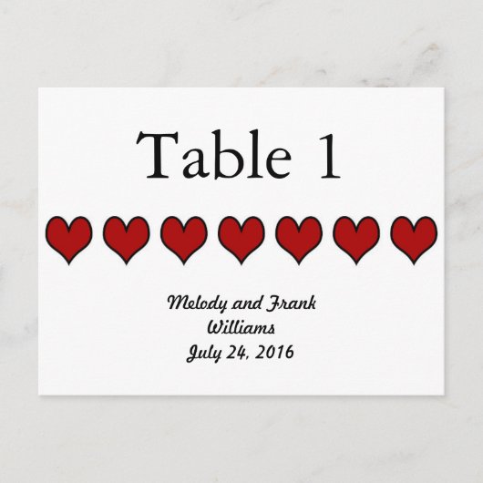 Carte de numéro de table mariage | Script noir (Devant)